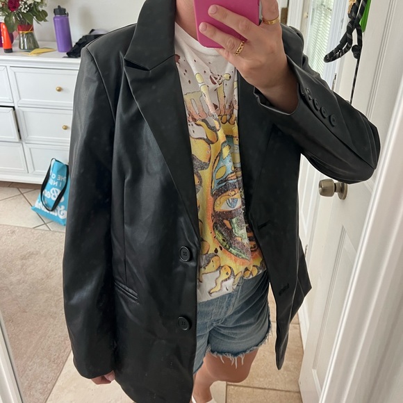 Rebecca Minkoff Black Leather Blazer - Picture 2 of 5